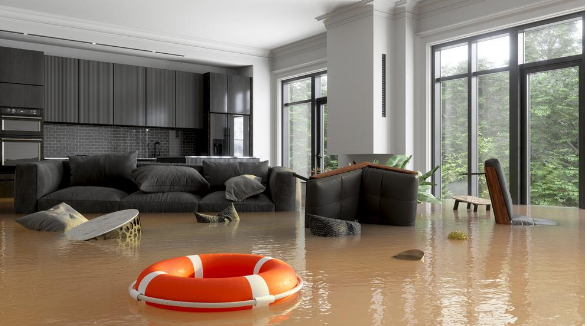 Flooded living room