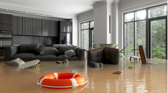 flooded living room